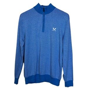 Vineyard Vines Mens Fish Bones Thaxter Cashmere Blend Quarter Zip Blue Sz Large